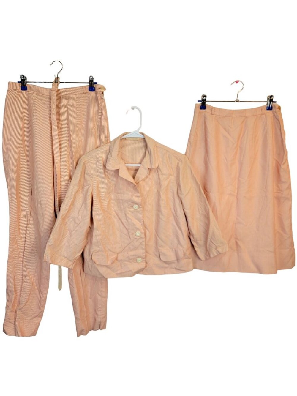 Vintage 60s Suit Set Women 8 Medium Blazer Jacket Skirt Straight Pants Spring M